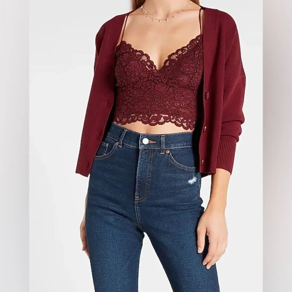 Express Allover Lace Cropped Cami